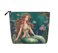 Fairy Tale Mermaid01 Borsa da toilette con stampa di grande capacità, borsa da viaggio per trucco da donna, per uso quotidiano e viaggio, Nero , Taglia unica