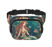 Fairy Tale Mermaid01 - Marsupio quadrato a doppio strato, regolabile, per esercizi, corsa, viaggi, escursionismo, nero, Taglia unica