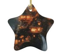 Fairy Tale World - Decorazioni a forma di stella in ceramica, perfette per feste di Natale in famiglia, caminetti e tavoli per le vacanze