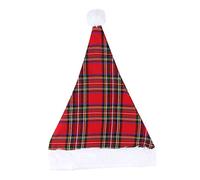 FAIRY TRENDZ Cappello da Babbo Natale in tartan rosso unisex con pompon per adulti