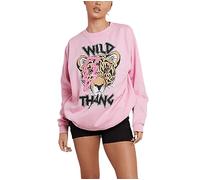 FAIRY TRENDZ Felpa da donna a maniche lunghe con stampa con tigre selvaggia, Rosa, 20-22
