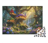 Fairy Village Puzzle 1000 Pezzi Riciclato Paper Glowing Woods Puzzle per Ragazzi e Ragazze Ages 6 Years Up Educativo Game Sfida Divertente Gioco Familiare 38x26cm/1000pcs
