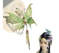 Fairy Wing Hair Clips, Butterfly Tassel Hairs Clip for Women, Blue/Green/Pink Butterfly Hair Clips for Hairstyles (Green)