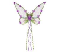 Fairy Wings For Kids - Botanical Flower Petal Decals, Butterfly Cape Costume Shell, Forest Elf Dress Up Gear, Gauze Mesh Backing Prop, Decorative Wear - For Halloween Party