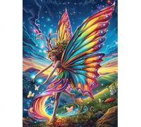 Fairy with Butterfly Wings in Magical Forest Puzzle 1000 Pezzi Per Regalo Di Festa Della Nonna Cartone Spesso Paesaggi Floreali Magical Animal Fairy Tale Per Decorazione Domestica Con Poster Incluso E