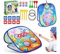 FAIRYAUSHOPYA Giochi all'aperto 5 in 1 Gioco di Lancio del Sacco di Fagioli,Dinosauri\Unicorno Bersaglio Freccette,Freccette,Gioco di Lancio e Gioco di Lancio,Giochi di Carnevale (blu)