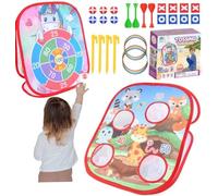 FAIRYAUSHOPYA Giochi all'aperto 5 in 1 Gioco di Lancio del Sacco di Fagioli,Dinosauri\Unicorno Bersaglio Freccette,Freccette,Gioco di Lancio e Gioco di Lancio,Giochi di Carnevale (Rosa)