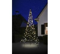 Fairybell Albero di Natale a LED per esterni con asta della bandiera inclusa (3 metri - 360 LED, Bianco caldo)