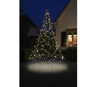 Fairybell Albero di Natale a LED per esterni con asta della bandiera inclusa (3 metri - 480 LED, Bianco caldo con scintillio)