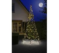 Fairybell Albero di Natale a LED per esterni con asta della bandiera inclusa (4 metri - 640 LED, Bianco caldo con scintillio)