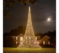 Fairybell Albero di Natale a LED per esterni nel pennone - albero non incluso (10 metri - 2000 LED, Bianco caldo)