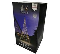 Fairybell Albero di Natale a LED per esterni nel pennone - albero non incluso (6 metri - 1200 LED, Bianco caldo con scintillio)