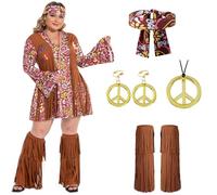 Fairycece Plus Size anni '70 costumi per le donne 2XL 3XL 4XL stile Halloween a tema anni '60 abiti