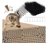 FairyPeach Tappetino Repellente per Gatti- 12 Tappetini Anti Gatto, Dissuasore per Gatti, Rete per Prato per Gatti da Balcone e Giardino, Picchi Rete Anti Gatto per Esterni (20 cm x 15 cm, nero)