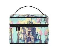 Fairytale Castle - Borsa per trucchi da donna, grande capacità, portatile, da viaggio, (22,9 x 16,5 x 15,7 cm), grande borsa per trucchi per ragazze