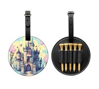 Fairytale Castle - Borsa portaoggetti per tee da golf con stampa nera, design portatile, facile da organizzare, Nero, One Size