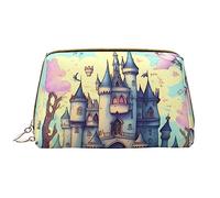 Fairytale Castle Borsa portatile di trucco grande in pelle, pelle del PVC, chiusura a cerniera, borsa da viaggio borsa da toilette, borsa da viaggio, bianco, Taglia unica