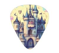 Fairytale Castle - Plettri stampati per chitarra, 12 pezzi in 3 diversi spessori, adatti per chitarra acustica, chitarra elettrica e musicisti di gruppo