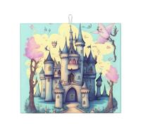 Fairytale Castle - Tappetino scolapiatti 40,6 x 45,7 cm, altamente assorbente, adatto per piatti da cucina, scolapiatti, bar, da appendere