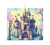 Fairytale Castle - Tappetino scolapiatti per cucina, assorbente, ad asciugatura rapida, antiscivolo, adatto per stoviglie, facile da riporre e pulire.