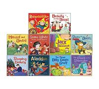 Fairytale Classics - Set di 10 libri piatti per bambini (La bella addormentata, Jack e il fagiolo di fagiolo, Rumpelstiltskin, The Three Billy Goats Gruff e altro!)