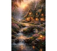 Fairytale Cottage Notebook - 60 Pages Lined Journal for Writing, Notes & Dreams | Magical Waterfall Landscape: Enchanted Cottage