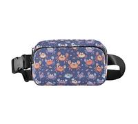 Fairytale - Marsupio multiuso con funghi e lumache, stile retrò, con cinghia regolabile per lo shopping, Granchio Blu Navy Kawaii, 1 Size
