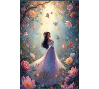 Fairytale Princess surrounded by Butterflies & Flowers, Writing Journal/Notebook/Diary for girls, 80 Lined Pages (6inx9in) - Softcover