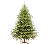FAIRYTREES Albero di Natale 180 cm Nordman Esclusivo 100% PE | Elementi naturali realizzati ad iniezione| in UE | albero con supporto in legno di frassino fatto a mano