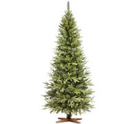 FAIRYTREES Albero di Natale 180 cm Nordman Premium SLIM | Elementi naturali realizzati ad iniezione| in UE | albero con supporto in legno di frassino fatto a mano