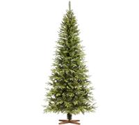 FAIRYTREES Albero di Natale 220 cm Nordman Premium SLIM | Elementi naturali realizzati ad iniezione| in UE | albero con supporto in legno di frassino fatto a mano