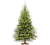 FAIRYTREES Albero di Natale 250 cm Nordman Esclusivo 100% PE | Elementi naturali realizzati ad iniezione| in UE | albero con supporto in legno di frassino fatto a mano