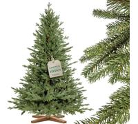 FAIRYTREES Albero di Natale artificiale 220cm Abete Bavarese Premium con supporto in legno | Prodotto in EU | Facile da Montare