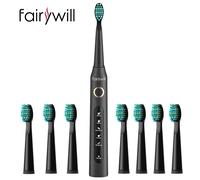 Fairywill Spazzolino elettrico sonico FW-507 Carica USB Ricaricabile Spazzolini elettronici impermeabili per adulti Testine di ricambio s