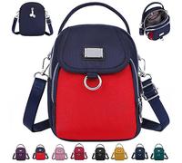 FAIRZ Mini borsa a tracolla impermeabile da donna, mini borsa a tracolla impermeabile, multitasche casual, borsa messenger (taglia unica, rosso e blu), Rosso e blu., 1