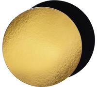 FaisTonGateau - Set di 10 supporti per torta/catering, in cartone rotondo, colori e dimensioni, quantità a scelta (oro/nero, 26 cm, 10 rotoli in cartone)