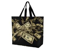 FAITEMGG Borse per la spesa riutilizzabili Capacità Segno del Dollaro Denaro Stampato Dollaro Segno Denaro Drogheria Tote Borse Borsa a Tracolla Per Viaggi Picnic Quotidiano Donne Ad