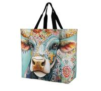 FAITEMGG Borse per la spesa riutilizzabili Colorate Floreali Fattoria Animali Della Spalla Borsa a Spalla Per Viaggi Picnic Quotidiano Donne Ad