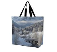 FAITEMGG Borse per la spesa riutilizzabili Paesaggio invernale nelle Alpi Bavaresi Borsa a tracolla per viaggio Picnic Quotidiano Donne Adolescenti