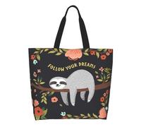 FAITEMGG Borse per la spesa riutilizzabili per il Ringraziamento CasualCasual Borsa a tracolla per viaggi, picnic, uso quotidiano, donne adolescenti, Divertente bradipo animale da sogno, Taglia unica