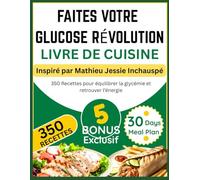 FAITES VOTRE GLUCOSE RÉVOLUTION LIVRE DE CUISINE: Inspiré par Mathieu Jessie Inchauspé: 350 Recettes pour équilibrer la glycémie et retrouver l’énergie