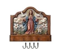 Faith Based - Timber Storage Pegs for Students | Christian Iconography with Bronze Hardware & Floating Shelf Design for Adults, Men Women, Dormitory Suites, Mudrooms and Church Offices