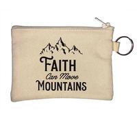Faith Can Move Mountains - Portamonete con portachiavi, colore: Beige, Beige, Taglia unica