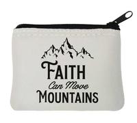 Faith Can Move Mountains - Portamonete in neoprene, 10 x 11 cm, colore: Bianco, bianco, Taglia unica