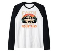 Faith Can Move Mountains Retro Sunset Bible Verse Christian Maglia con Maniche Raglan