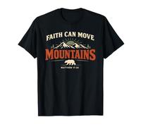 Faith Can Move Mountains Retro Sunset Bible Verse Christian Maglietta