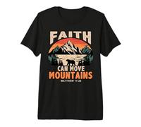 Faith Can Move Mountains Retro Sunset Bible Verse Christian Maglietta Premium