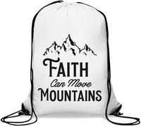 Faith Can Move Mountains - Sacca da palestra casual, con coulisse, colore: bianco, bianco, Taglia unica