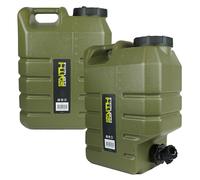 FAITH CARP TACKLE Tanica per Acqua con Rubinetto - 15 LTR - 2 Pezzi - Polietilene Verde - Serbatoio Acqua - Contenitore Acqua - Distributore Acqua - con Rubinetto Dosatore