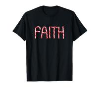Faith - Christian Faith Candy Cane Red & White Christmas Maglietta